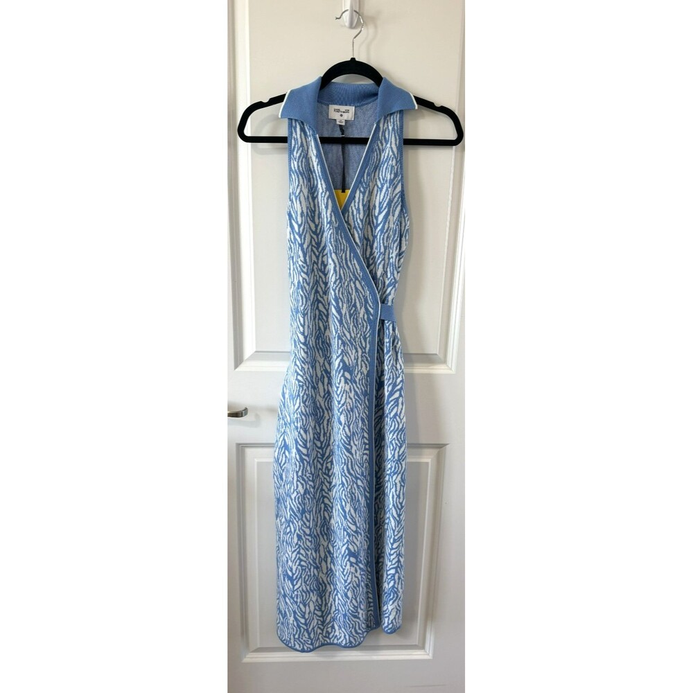new Diane von Furstenberg x Target Blue Knit Sleeveless Wrap Dress Size XS NWT